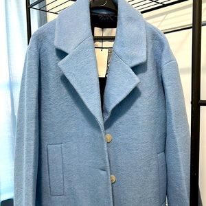 Mango-Wool Coat, Size-Medium Color-Sky blue